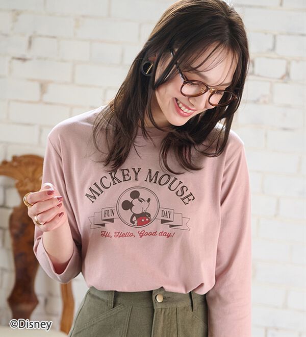 Disney＞【ミッキー】プリント7分袖Tシャツ - ベルーナ【公式】