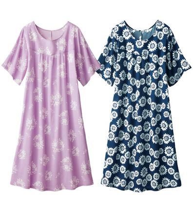 「【２色組】夏にうれしいムームーワンピ（パジャマ・ルームウェア）」