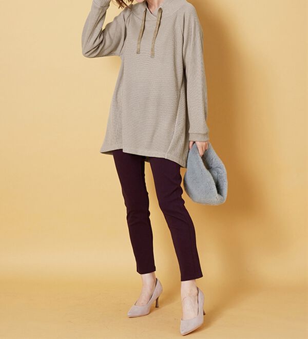 BELLUNA（ベルーナ）の「あぜ調裏起毛素材ワイドネックチュニック（チュニック）」｜詳細画像