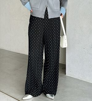 GeeRA（ジーラ）の「【スッキリ細見え】イージー美脚パンツ（フルレングスパンツ）」｜ブラックドット柄