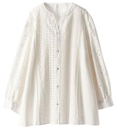 BELLUNA（ベルーナ）の「花柄レース切替デザインブラウス（ブラウス）」