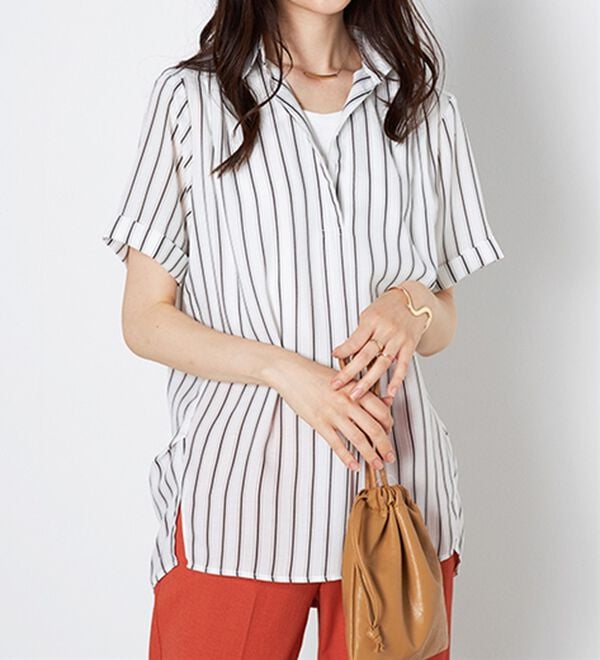 BELLUNA（ベルーナ）の「エアリーツイル裾タックシャツチュニック（チュニック）」｜詳細画像