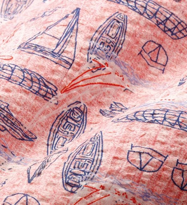 「＜ハッシュパピー＞総柄リップル７分袖シャツ（メンズシャツ）」｜詳細画像