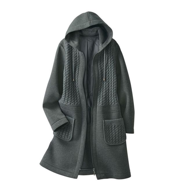 BELLUNA（ベルーナ）の「ダンボール素材ケーブルニット切替コート（ハーフコート）」｜詳細画像