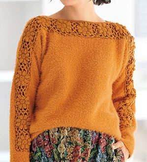 BELLUNA（ベルーナ）の「花が咲き誇るふんわりセーター（ニット・セーター）」｜オレンジ