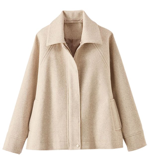 BELLUNA（ベルーナ）の「２ｗａｙ衿デザイン！ウール調素材ジャケット（ブルゾン）」｜詳細画像