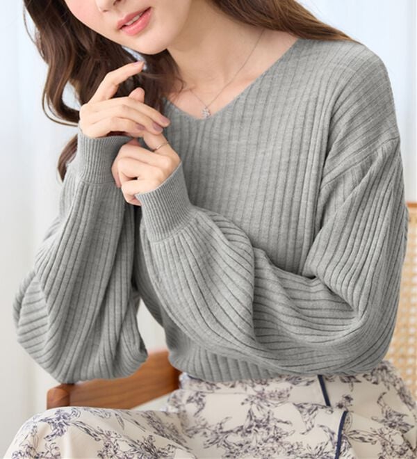 alotta（アロッタ）の「【洗える】カシミヤタッチボリューム袖ニット（ニット・セーター）」｜詳細画像