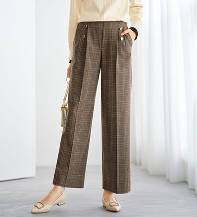 BELLUNA（ベルーナ）の「サマ見えウール調ボタン使いワイドパンツ（ワイドパンツ・ガウチョ）」