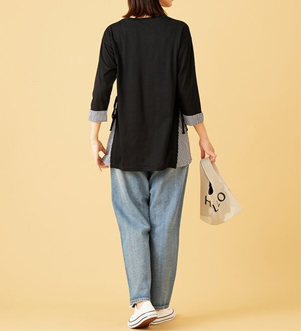 BELLUNA（ベルーナ）の「サイドリボンデザイン異素材切替チュニック（チュニック）」｜詳細画像