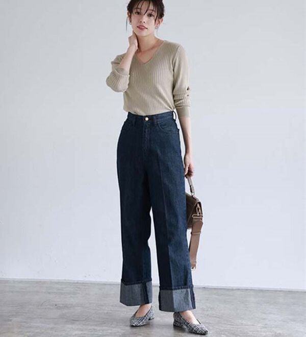 Pierrot（ピエロ）の「【洗濯機で洗える】ネックが選べるシルクタッチリブニット（ニット・セーター）」｜詳細画像