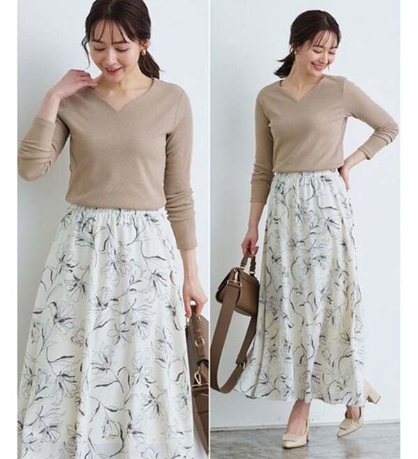 Pierrot（ピエロ）の「【選べる３ネック】華奢見えテレコリブカットソー（カットソー）」｜詳細画像