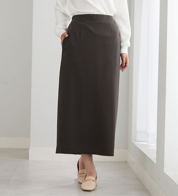 BELLUNA（ベルーナ）の「裏起毛素材ふくれジャカードナロースカート（ロングスカート）」｜詳細画像