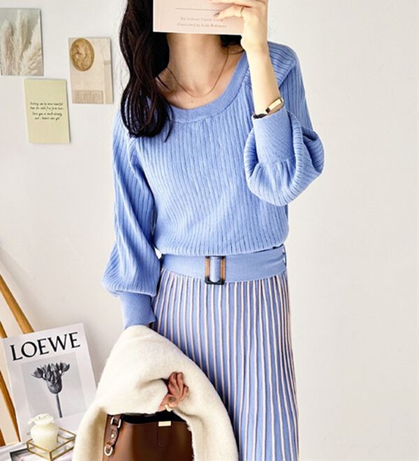 GeeRA（ジーラ）の「前後２ＷＡＹプリーツニットワンピース（ニットワンピース）」｜詳細画像