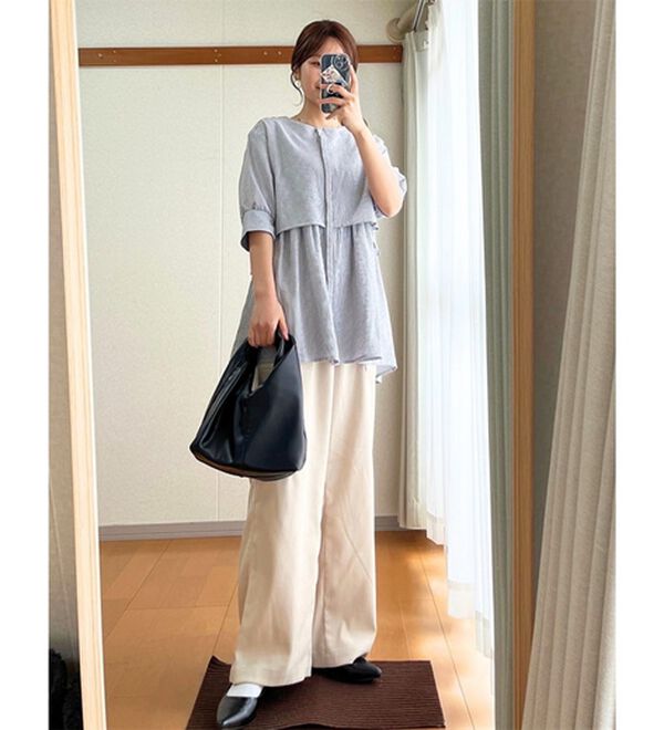 GeeRA（ジーラ）の「【華奢見え】羽織にもなる！ペプラムシャツチュニック（チュニック）」｜詳細画像