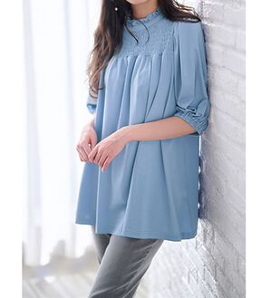 RANAN（ラナン）の「シャーリングパフスリーブチュニック（チュニック）」｜ブルーグレー