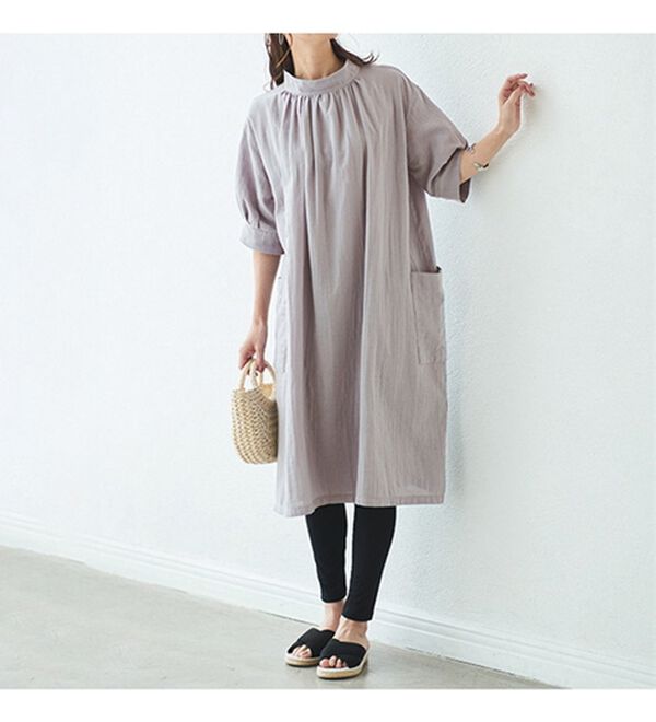 BELLUNA（ベルーナ）の「オーガニックコットンダブルガーゼワンピース（その他ワンピース）」｜詳細画像