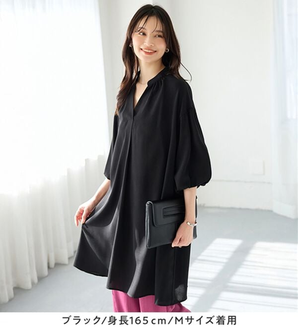 alotta（アロッタ）の「パフ袖とろみブラウスチュニックワンピース（チュニックワンピース）」｜詳細画像