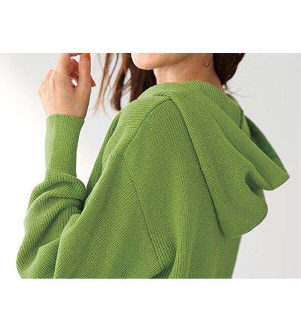 BELLUNA（ベルーナ）の「ゆるっと大人カジュアルあぜ編ニットフーディー（ニット・セーター）」｜詳細画像