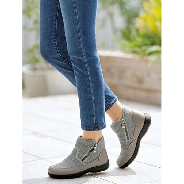 BELLUNA（ベルーナ）の「履き口ボアダブルファスナーショートブーツ（ブーツ）」｜詳細画像