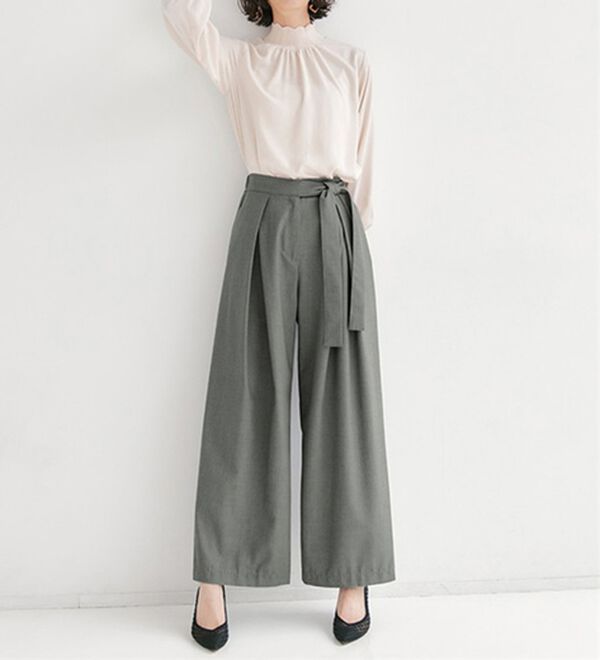 リボンデザインボックスタックワイドパンツ - ベルーナ【公式】