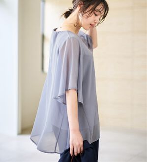 alotta（アロッタ）の「インナー付き上品ドレープチュニック（チュニック）」｜ラベンダーブルー