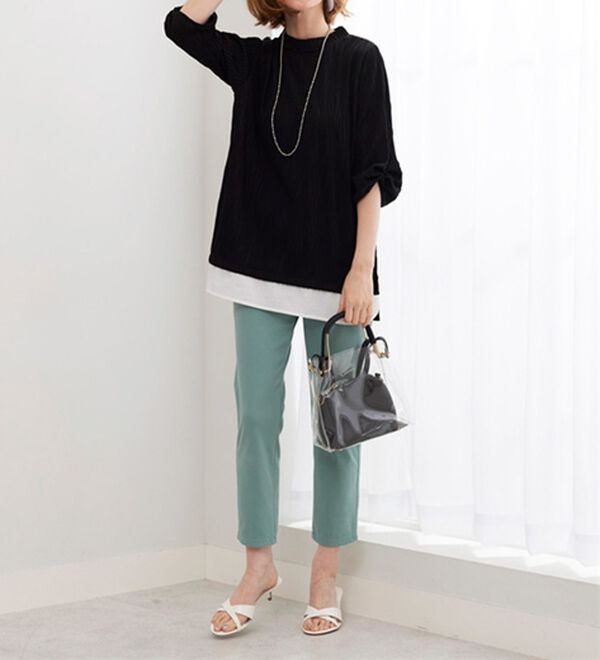 BELLUNA（ベルーナ）の「裾切替波柄ジャカード素材プルオーバー（カットソー）」｜詳細画像