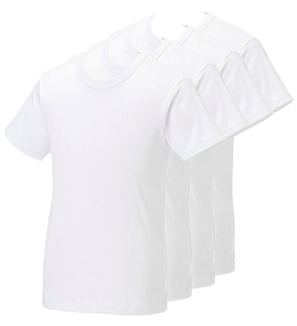 「【４枚組】サーモケア（Ｒ）綿混裏起毛インナー（メンズ肌着・インナーウェア）」｜ホワイト4枚組 半袖丸首