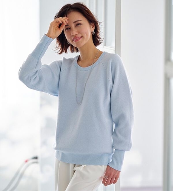 BELLUNA（ベルーナ）の「トレーナー感覚！きれいめカジュアルさんのためのニットトレーナー（ニット・セーター）」｜詳細画像