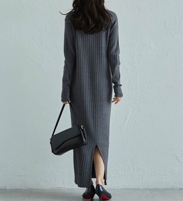 RANAN（ラナン）の「ポロカラーリブニットワンピース（ロングワンピース）」｜詳細画像