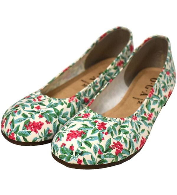 RANAN（ラナン）の「日本製カジュアルシューズ（フラットシューズ）」｜グリーン花柄