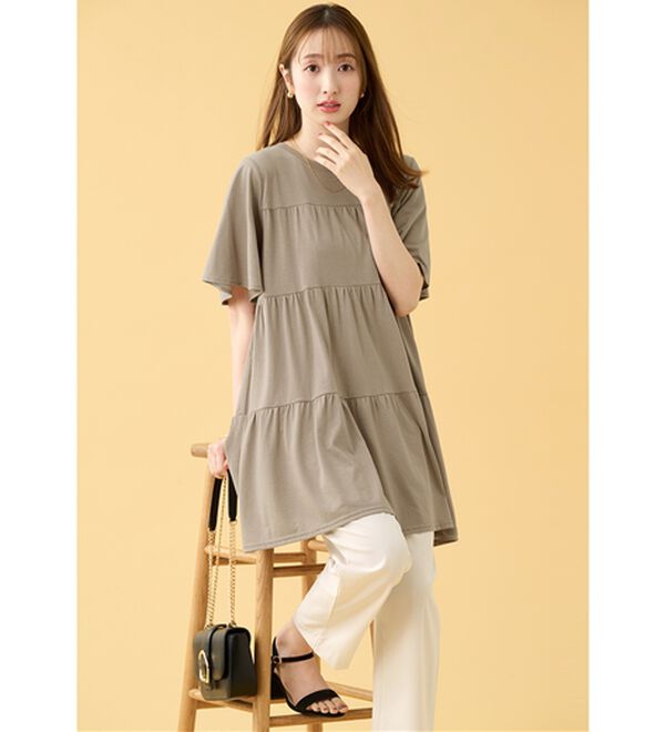 alotta（アロッタ）の「楽に可愛く！ふんわり綿混ティアードチュニック（チュニック）」｜詳細画像