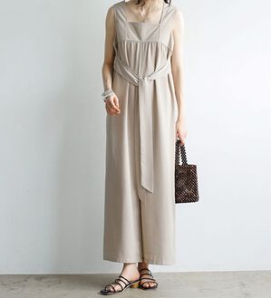 GeeRA（ジーラ）の「リネンタッチリボンサロペットパンツ（オールインワン）」｜詳細画像