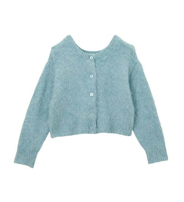 GeeRA（ジーラ）の「前後２ｗａｙクルーネックシャギーショートカーディガン（ニットカーディガン）」｜詳細画像