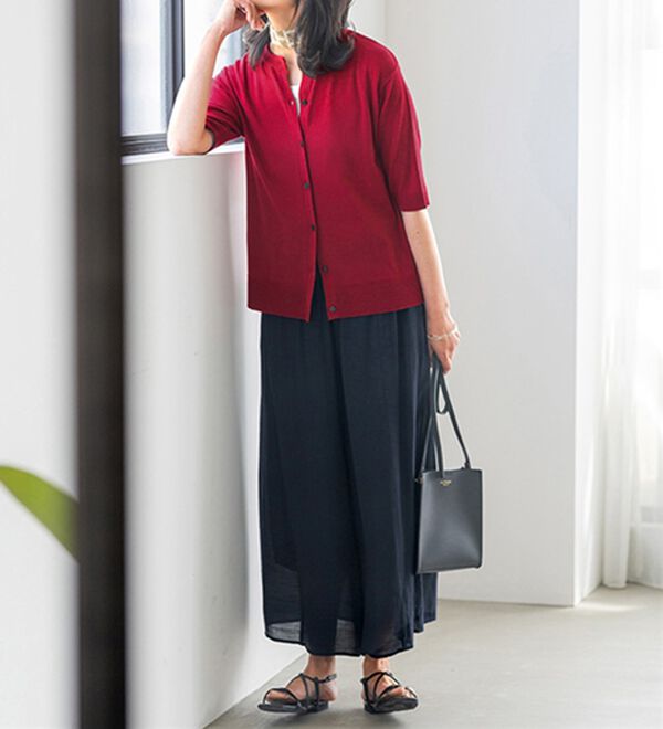 BELLUNA（ベルーナ）の「ヒンヤリ冷感！洗える５分袖カーディガン（ニットカーディガン）」｜詳細画像