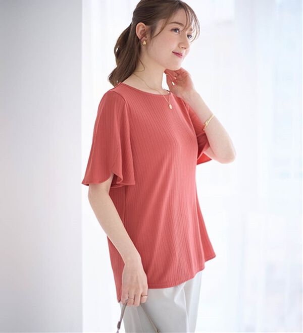 alotta（アロッタ）の「【4つの機能付】ひんやりチューリップ袖ブラウスTシャツ（カットソー）」｜詳細画像