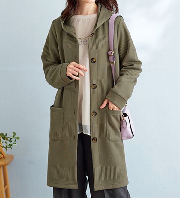 BELLUNA（ベルーナ）の「ボーダージャカード素材フードカーディガン（その他ジャケット）」｜詳細画像