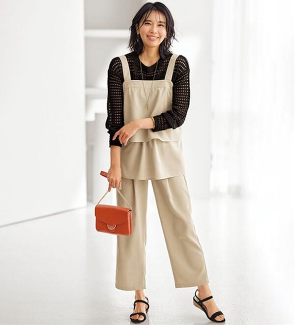 BELLUNA（ベルーナ）の「サラリ麻調素材ビスチェセットアップ（セットアップ）」｜詳細画像