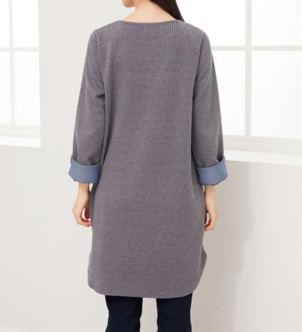 BELLUNA（ベルーナ）の「ポケット付ボーダージャカードワンピース（その他ワンピース）」｜詳細画像