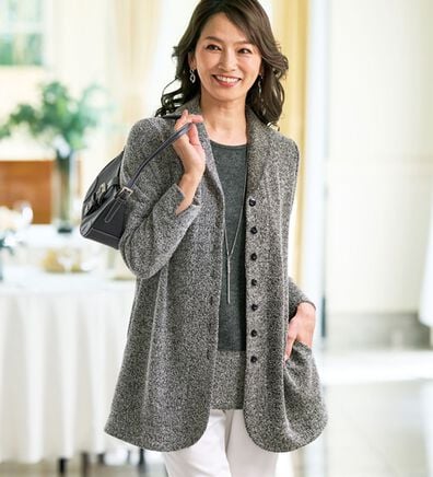 BELLUNA（ベルーナ）の「《ジャケットなのに動きやすい！》杢調カットツイード素材アンサンブル（その他ジャケット）」