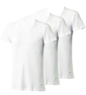 「【３枚組】＜クロコダイル＞夏用さらっと着心地の綿１００％インナー（メンズ肌着・インナーウェア）」｜ホワイト3枚組 半袖V首