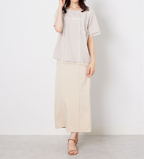 BELLUNA（ベルーナ）の「チュール重ねロゴプリントプルオーバー（カットソー）」｜詳細画像