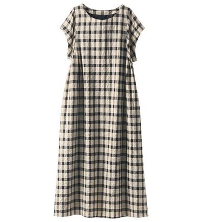 BELLUNA（ベルーナ）の「＜＆ｃｏｃｏｃｈｉ＞シャーリング素材チェック柄ゆったりワンピース（シャツワンピース）」