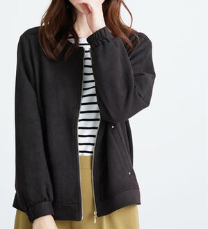 BELLUNA（ベルーナ）の「スエード調素材ノーカラージャケット（ノーカラージャケット）」｜黒