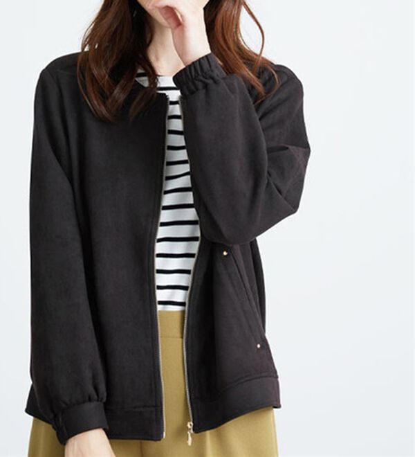 BELLUNA（ベルーナ）の「スエード調素材ノーカラージャケット（ノーカラージャケット）」｜黒