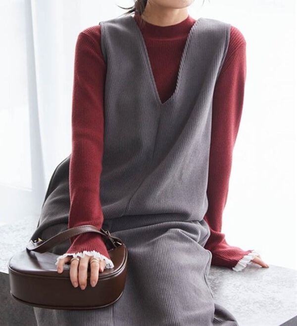 RANAN（ラナン）の「あったか裏ベロアニットコールジャンパースカート（ジャンパースカート）」｜詳細画像