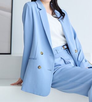 RANAN（ラナン）の「ダブルボタンロングジャケット（テーラードジャケット）」｜サックスブルー