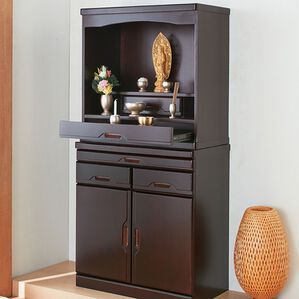 「セットでお得天然木モダン風仏壇（仏壇・仏具）」｜ダークブラウン