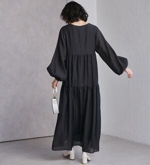 RANAN（ラナン）の「シアーチェックドロストギャザーティアードワンピ（その他ワンピース）」｜ブラック