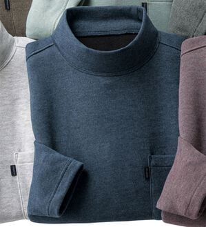 「カシミヤタッチハイネックＴシャツ（メンズＴシャツ）」｜ネイビー