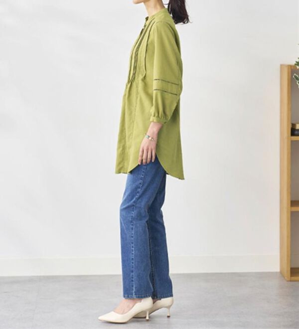 BELLUNA（ベルーナ）の「機能付リネン混ピンタック使いシャツチュニック（チュニック）」｜詳細画像